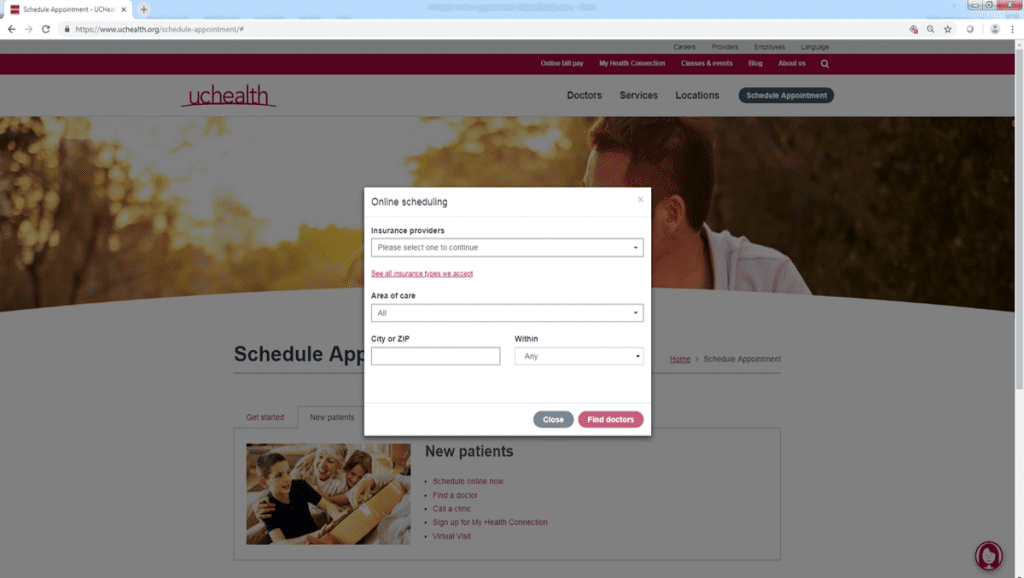 A graphic showing online scheduling